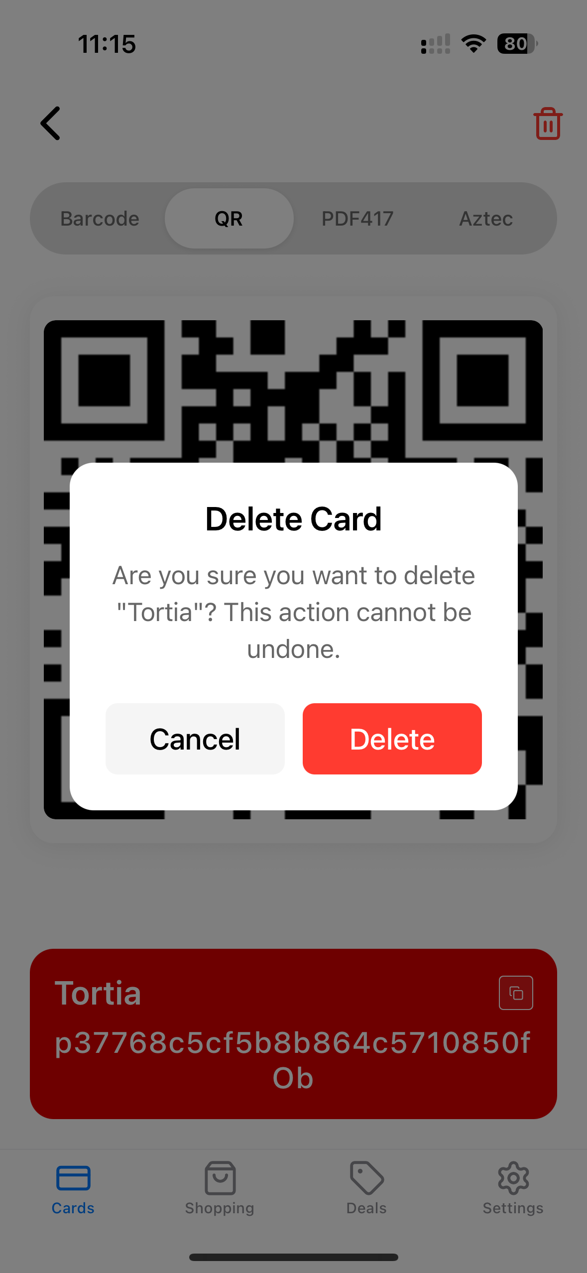 Individual Card Details