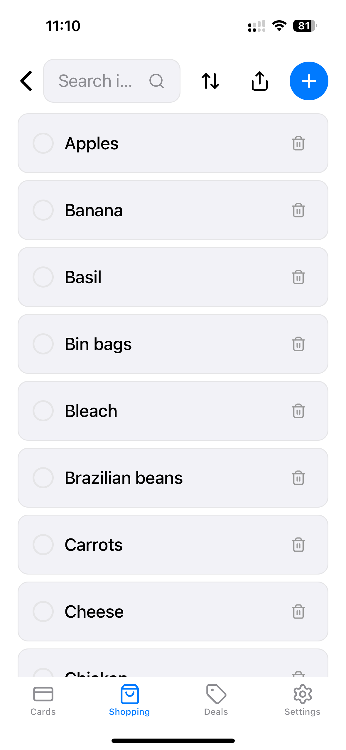 Card Search and Filter